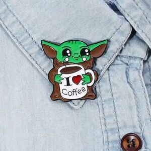 3/$25 Star Wars “The Mandalorian” Grogo Holding a Coffee Mug “I ❤️ Coffee” Pin